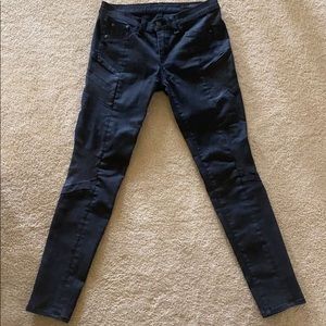 Rag & Bone Black Coated Lamb Leather Cotwald Pants